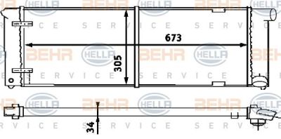 Hella 8MK 376 714-641 радиатор, охлаждение двигателя на VW SCIROCCO (53B)