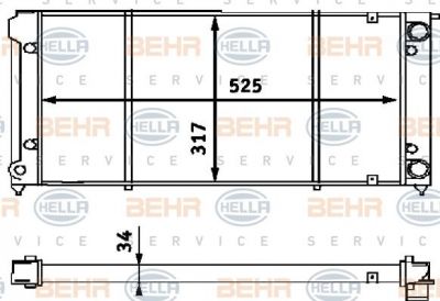 Hella 8MK 376 714-791 радиатор, охлаждение двигателя на VW PASSAT (32B)