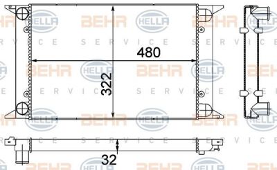 Hella 8MK 376 715-131 радиатор, охлаждение двигателя на VW SCIROCCO (53B)