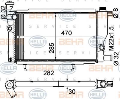 Hella 8MK 376 715-384 радиатор, охлаждение двигателя на PEUGEOT 205 II (20A/C)