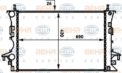 Hella 8MK 376 716-281 радиатор, охлаждение двигателя на RENAULT LAGUNA II Grandtour (KG0/1_)