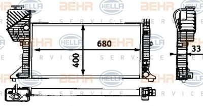 Hella 8MK 376 721-204 радиатор, охлаждение двигателя на MERCEDES-BENZ SPRINTER 2-t фургон (901, 902)