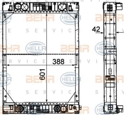 Hella 8MK 376 721-311 радиатор, охлаждение двигателя на MERCEDES-BENZ UNIMOG