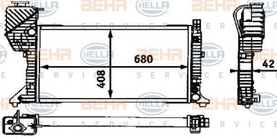 Hella 8MK 376 721-444 радиатор, охлаждение двигателя на MERCEDES-BENZ SPRINTER 2-t фургон (901, 902)
