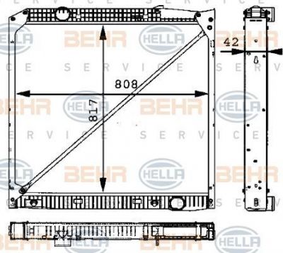 Hella 8MK 376 721-451 радиатор, охлаждение двигателя на MERCEDES-BENZ ACTROS