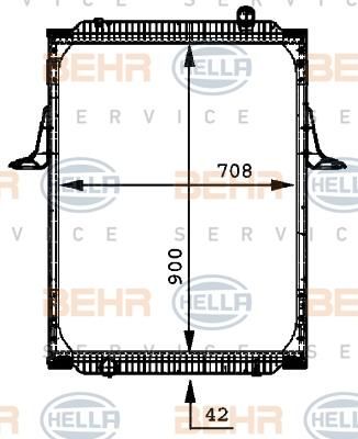 Hella 8MK 376 721-641 радиатор, охлаждение двигателя на RENAULT TRUCKS Kerax