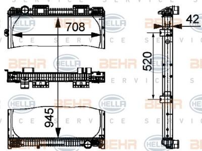 Hella 8MK 376 721-761 радиатор, охлаждение двигателя на MAN E 2000