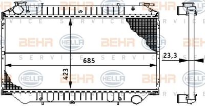 Hella 8MK 376 722-581 радиатор, охлаждение двигателя на NISSAN SERENA (C23M)