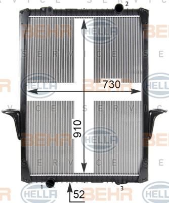 Hella 8MK 376 726-481 радиатор, охлаждение двигателя на RENAULT TRUCKS Premium