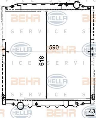 Hella 8MK 376 726-641 радиатор, охлаждение двигателя на MAN L 2000