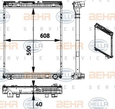 Hella 8MK 376 728-671 радиатор, охлаждение двигателя на MAN TGL