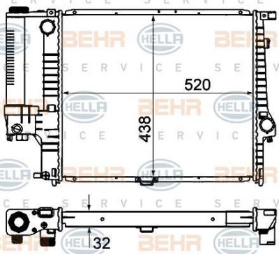Hella 8MK 376 735-351 радиатор, охлаждение двигателя на 5 Touring (E34)