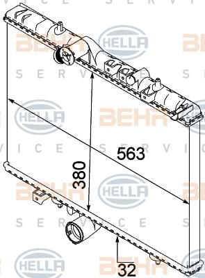 Hella 8MK 376 745-071 радиатор, охлаждение двигателя на PEUGEOT 406 купе (8C)