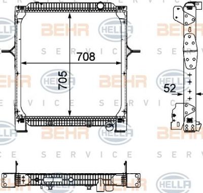 Hella 8MK 376 745-181 радиатор, охлаждение двигателя на RENAULT TRUCKS Premium 2