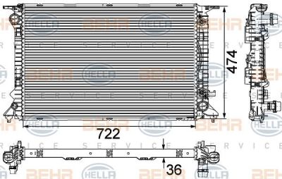 Hella 8MK 376 745-654 радиатор, охлаждение двигателя на AUDI Q5 (8R)