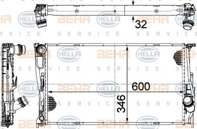 Hella 8MK 376 754-014 радиатор, охлаждение двигателя на 3 (E90)