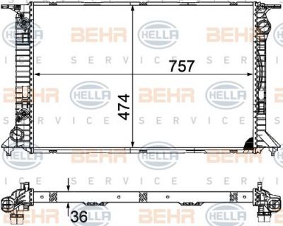 Hella 8MK 376 754-744 радиатор, охлаждение двигателя на AUDI A4 Avant (8K5, B8)