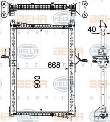 Hella 8MK 376 755-641 радиатор, охлаждение двигателя на MAN TGM