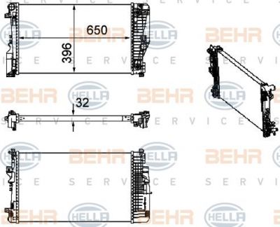 Hella 8MK 376 756-134 радиатор, охлаждение двигателя на MERCEDES-BENZ VITO автобус (W639)