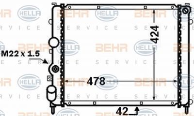 Hella 8MK 376 771-661 радиатор, охлаждение двигателя на RENAULT KANGOO (KC0/1_)