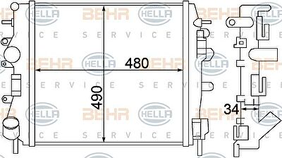 Hella 8MK 376 772-001 радиатор, охлаждение двигателя на RENAULT KANGOO (KC0/1_)