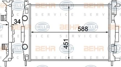Hella 8MK 376 772-041 радиатор, охлаждение двигателя на RENAULT MEGANE II седан (LM0/1_)