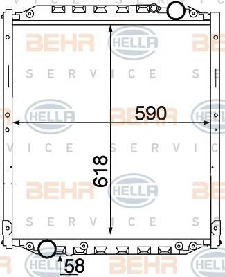 Hella 8MK 376 774-441 радиатор, охлаждение двигателя на MAN L 2000