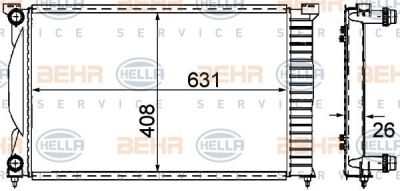 Hella 8MK 376 781-001 радиатор, охлаждение двигателя на AUDI A4 кабрио (8H7, B6, 8HE, B7)