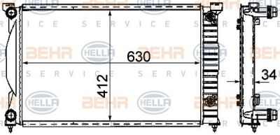 Hella 8MK 376 781-061 радиатор, охлаждение двигателя на AUDI A4 кабрио (8H7, B6, 8HE, B7)