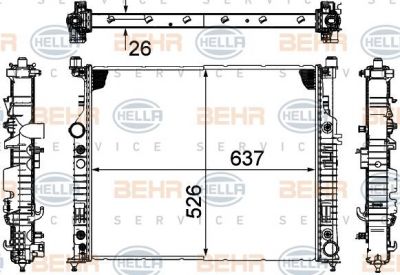 Hella 8MK 376 781-561 радиатор, охлаждение двигателя на MERCEDES-BENZ M-CLASS (W164)