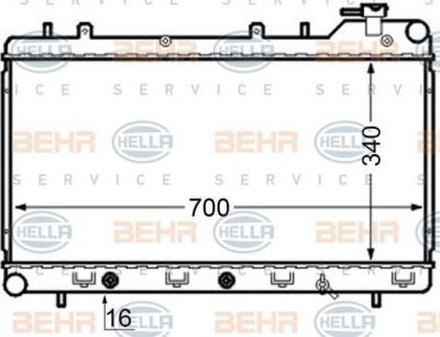 HELLA Радиатор охл. ДВС SUBARU IMPREZA 1,6-2,0L 92-00 (АКПП) (45199FA030, 8MK376704-561)