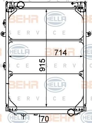 HELLA Радиатор системы охлаждения , 915x704x47 MAN F90 (8MK376709-561)