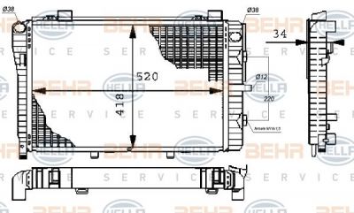 HELLA Радиатор двигателя MB W202 2.0/2.3 95-01 (2025005203, 8MK376711-251)