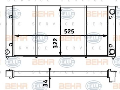 HELLA Радиатор VW Golf/Jetta 81-92 1.8L (321121253AL, 8MK376713-301)