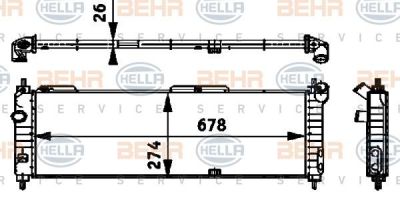 HELLA Радиатор охл. ДВС OPEL Corsa B 1,2-1,6L 93-00 (МКПП/с АС) (52459322, 8MK376713-574)