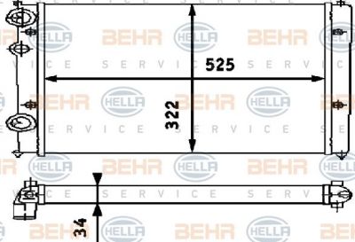 HELLA Радиатор VW Vento/Golf 3 1.6 92г>P290000 (6N0121253J, 8MK376713-751)