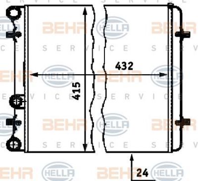 HELLA Радиатор охл. ДВС VW Golf 4 1.4-1.6L (кроме: 1.6L 74KW) ,-АС (1J0121253G, 8MK376713-774)