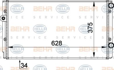 HELLA Радиатор охл. ДВС VAG Golf III/Vento/Passat B4 1,9D 91-98 (1H0121253AE, 8MK376714-494)