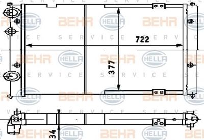 HELLA Радиатор VW Passat 1.9TD 88-93, 2.8L 92-93,+АС =357121251/C/L (357121251B, 8MK376714-731)