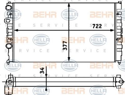 HELLA Радиатор VW Passat 94-97 2.8L 91-97,+АС (3A0121253T, 8MK376715-171)