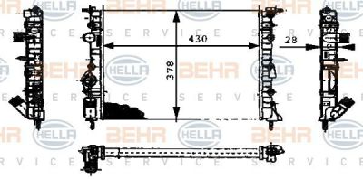 HELLA Радиатор двигателя мех. кор. без конд. RENAULT LOGAN (7700838134, 8MK376716-161)