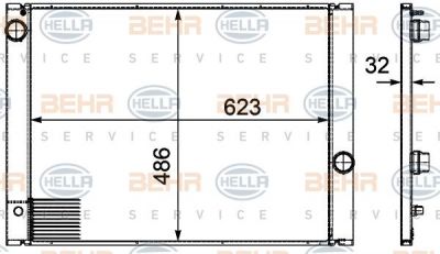 HELLA Радиатор охлаждения E60/61 520i-530i 02/03- (17117519212, 8MK376719-131)