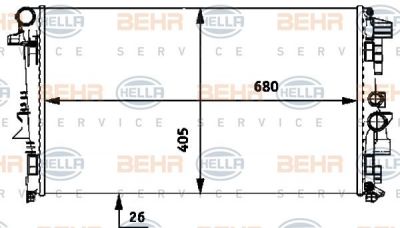 HELLA Радиатор Mercedes VIANO 3.2-3.7L,2.2CDI 2003=> (639 501 11 01, 8MK376719-741)