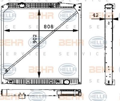 HELLA Радиатор охлаждения двигателя MB Actros для а/м с масляным радиатором (8MK376721-221)