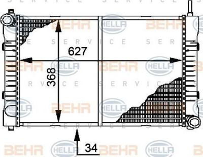 HELLA Радиатор охлаждения двигателя MB T2/LN1 507-814D (8MK376721-291)