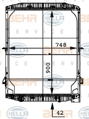 HELLA Радиатор охлаждения IVECO Eurostar, Eurotech, Eurotrakker (8MK376721-581)