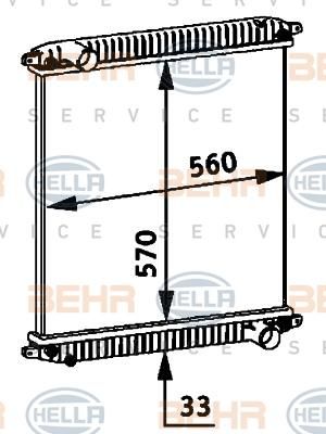 HELLA Радиатор 570x560x33 IVECO EuroCargo 09.00-> (8MK376721-721)