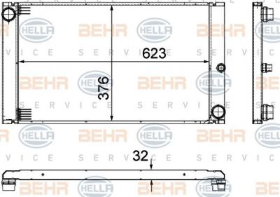 HELLA Радиатор охлаждения ДВС E65/E66 2,0d-4,4d(M57/N67) 01-> (17117795138, 8MK376727-661)