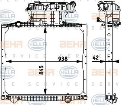 HELLA Радиатор охлаждения 845x938x42 mm MAN TGA (8MK376728-661)