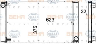 HELLA Радиатор, охлаждения двигателя E60 525d мех.коробка (8MK376753-581)